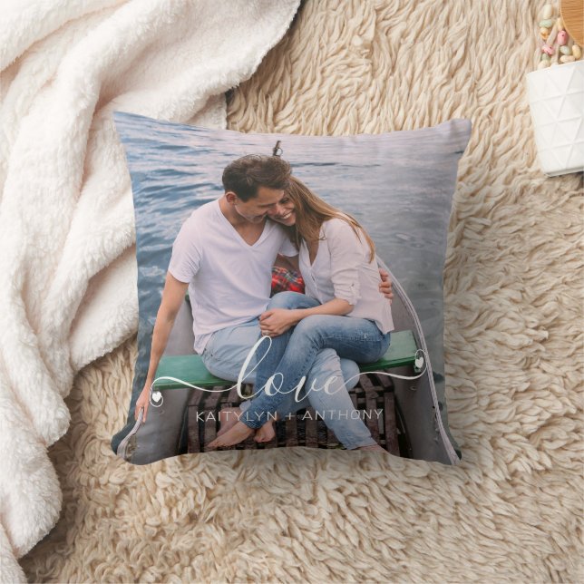 LIEBE Couple Foto Handgeschriebenes Skript Persona Kissen (Decke)