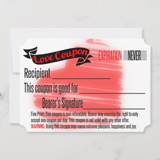 Liebe Coupon BLANK Einladung (Vorderseite)