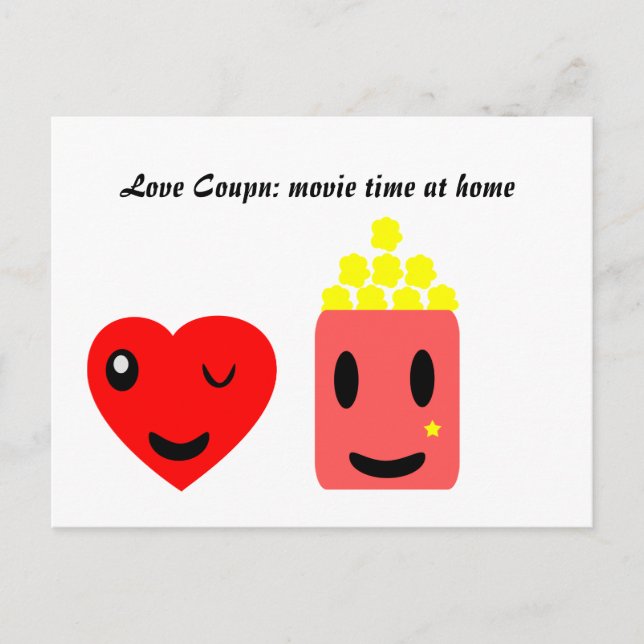 Liebe Coupon: Filmzeit auf Zuhause Postkarte (Vorderseite)