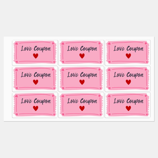 Liebe Coupon Valentinstag Etiketten (Blatt)