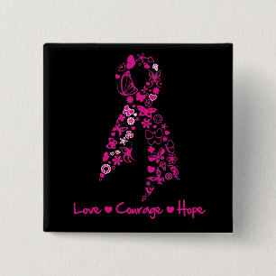 Liebe Courage Hope Butterfly - Brustkrebs Button