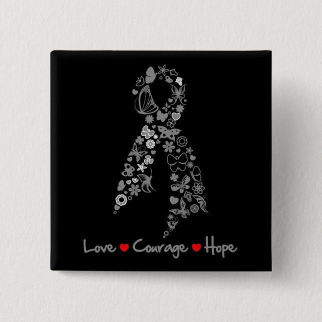 Liebe Courage Hope Butterfly - Hirnkrebs Button (Vorderseite)