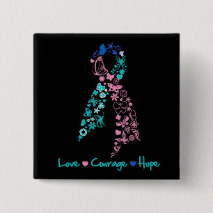 Liebe Courage Hope Butterfly - Schilddrüsenkrebs Button