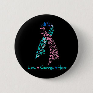Liebe Courage Hope Butterfly - Schilddrüsenkrebs Button