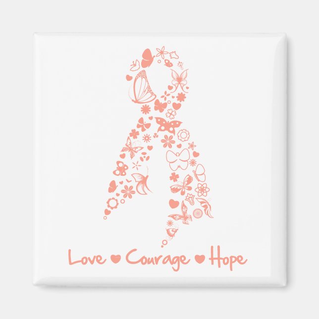 Liebe Courage Hope Butterfly - Uteruskrebs Magnet (Vorne)