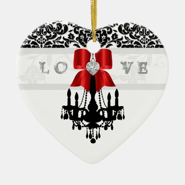 LIEBE Cristmas Kronleuchter Herz Bow Ornament rot (Vorne)