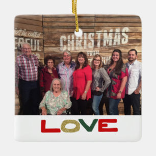 Liebe Custom 2-seitige Foto Weihnachten Keramikornament