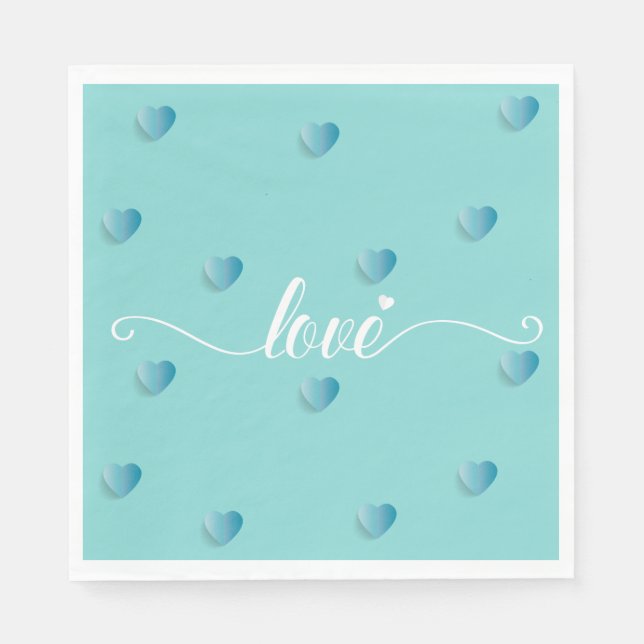Liebe cyan kalligraphische Herz Serviette (Vorderseite)