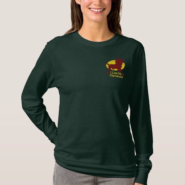 Liebe Dackel Besticktes Langarmshirt (Vorderseite)