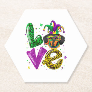 LIEBE Dackel Dog Maske Kariert Leopard Mardi Gras Untersetzer