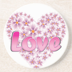 Liebe Daisy Heart Pink Sandstein Untersetzer