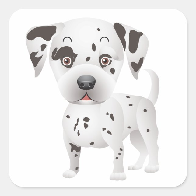 Liebe Dalmatiner Welpe Hund Grußkleber Quadratischer Aufkleber (Vorderseite)
