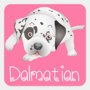 Liebe Dalmatiner Welpen-Hunde-Gruß-Aufkleber Quadratischer Aufkleber