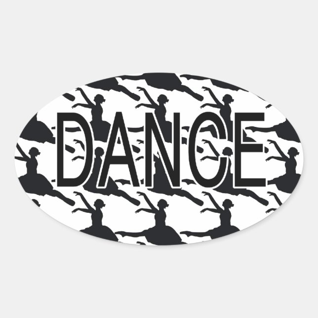 Liebe Dance - Ballerina Tänzerin Silhouette Ovaler Aufkleber (Vorderseite)