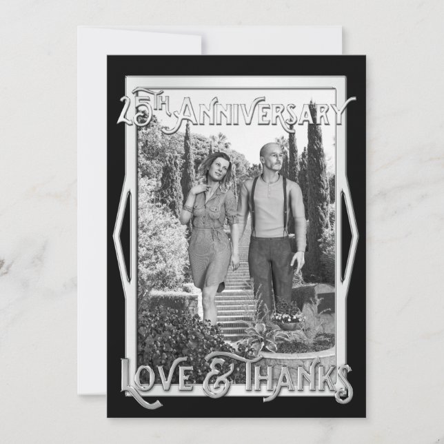 Liebe & Dank 25 Jahre Jubiläum Silver Your Foto Dankeskarte (Vorderseite)