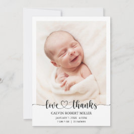 Liebe Dank Baby Birth Ankündigung Foto-Karte