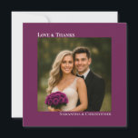Liebe Dank Cassis Lila Wedding Foto Vielen Dank Mitteilungskarte<br><div class="desc">Diese Hochzeit danke Ihnen Karten sind einfach,  minimalistisch und schön. Mit der Beschriftung "Liebe & Dank" und Ihrem Namen zeichnen Sie sich durch ein lila,  magentafarbenes und beerfarbenes Foto aus.</div>