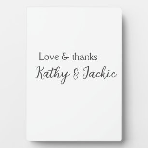 Liebe & Dank Ehepaar Name Hochzeit einfach minimal Fotoplatte