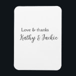 Liebe & Dank Ehepaar Name Hochzeit einfach minimal Magnet<br><div class="desc">mädchenhaftes Design</div>