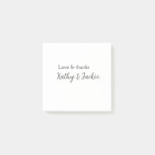 Liebe & Dank Ehepaar Name Hochzeit einfach minimal Post-it Klebezettel