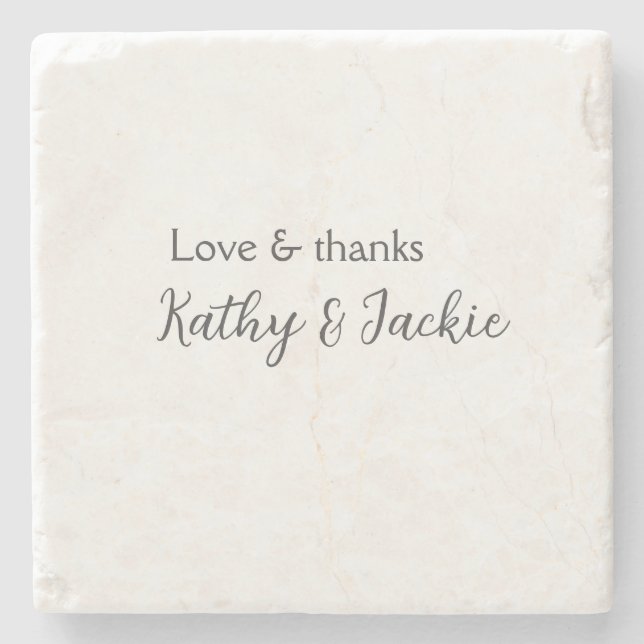 Liebe & Dank Ehepaar Name Hochzeit einfach minimal Steinuntersetzer (Vorderseite)