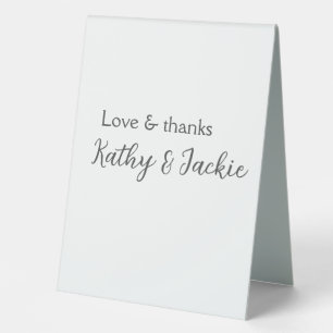 Liebe & Dank Ehepaar Name Hochzeit einfach minimal Tischaufsteller
