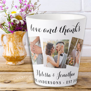 Liebe & Dank Elegant 3 Foto Braut Groom Wedding Milchtasse