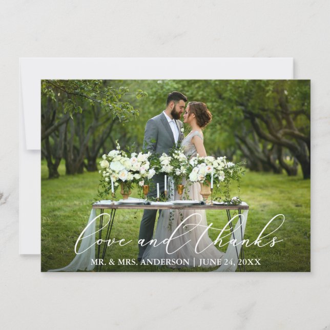 Liebe dank Elegant Calligraphy Wedding Dankeskarte (Vorderseite)