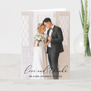 Liebe dank Elegant Calligraphy Wedding Foto Falten Dankeskarte