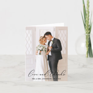 Liebe dank Elegant Calligraphy Wedding Foto Hinwei Dankeskarte