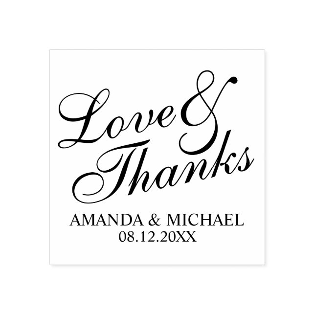 'Liebe & Dank' Elegant Wedding Gefallen Gummistempel (Prägung)