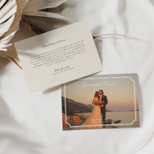 Liebe & Dank Elegante Hochzeitsfoto  Dankeskarte