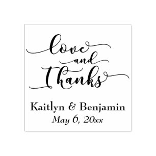 Liebe & Dank Elegantes Skript w/ Ihren Details Gummistempel