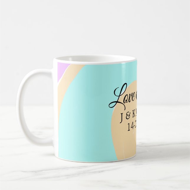 Liebe & Dank farbenfroher Marmorhochzeit Kaffeetasse (Links)