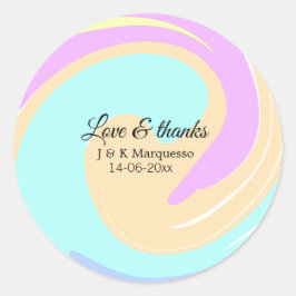Liebe & Dank farbenfroher Marmorhochzeit Runder Aufkleber