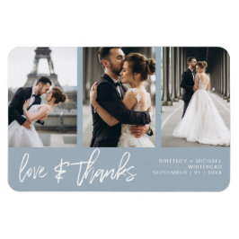 Liebe dank Foto Collage Handschrift Dusty Blue Magnet
