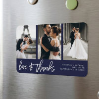 Liebe dank Foto Collage Handschrift Navy Blue