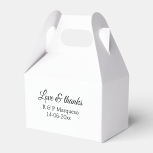 Liebe & Dank füge Paarname Hochzeit Datum Jahr hin Geschenkschachtel
