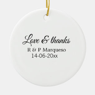 Liebe & Dank füge Paarname Hochzeit Datum Jahr hin Keramik Ornament