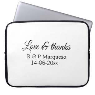 Liebe & Dank füge Paarname Hochzeit Datum Jahr hin Laptopschutzhülle