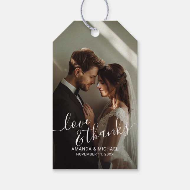 'Liebe & Dank' Gastgeschenk Hochzeit für benutzerd Geschenkanhänger (Vorderseite)