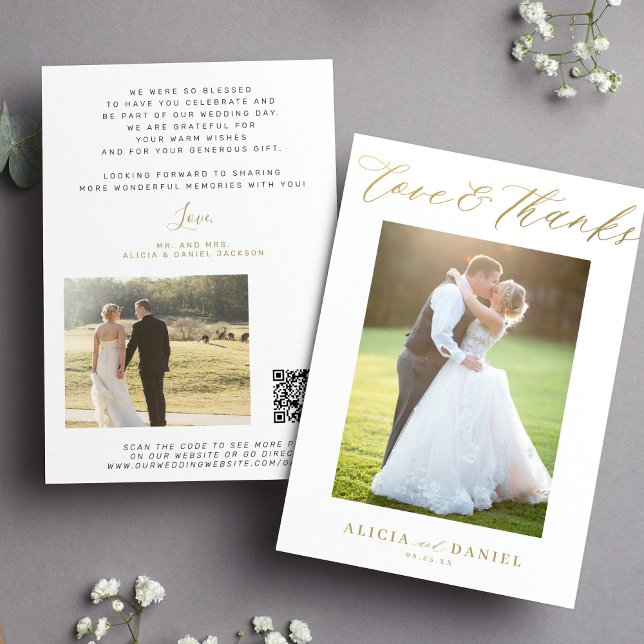 Liebe dank goldskript 2 Foto Hochzeit danke Karte (Von Creator hochgeladen)