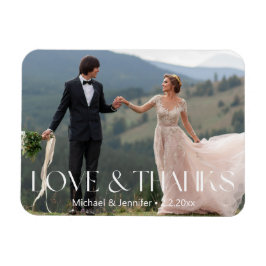 Liebe & Dank Hochzeit Foto schick weiß Typografie Magnet