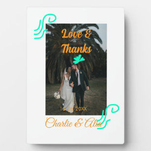 Liebe & Dank Hochzeitskärtchen Foto modern hinzufü Fotoplatte