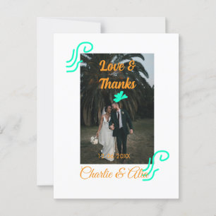Liebe & Dank Hochzeitskärtchen Foto modern hinzufü Postkarte
