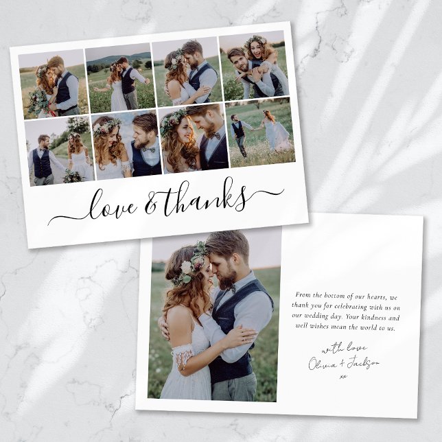 Liebe & Dank Kalligrafie Hochzeiten Fotos Dankeskarte (Von Creator hochgeladen)