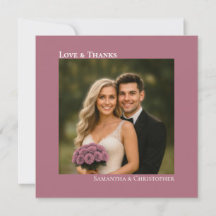 Liebe & Dank Minimal Dusty Rose Hochzeit Foto Mitteilungskarte