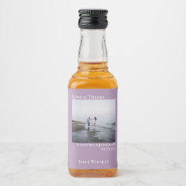 Liebe & Dank Minimal Lavender Wedding Foto Mini Alkoholflaschenetikett