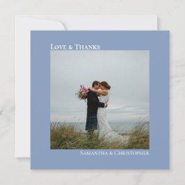 Liebe & Dank Minimalistisch Dusty Blue Wedding Fot Dankeskarte