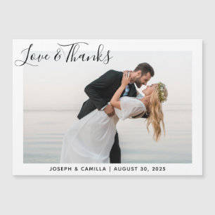 Liebe dank Minimalistischer Hochzeit Foto Keepake Magnetkarte